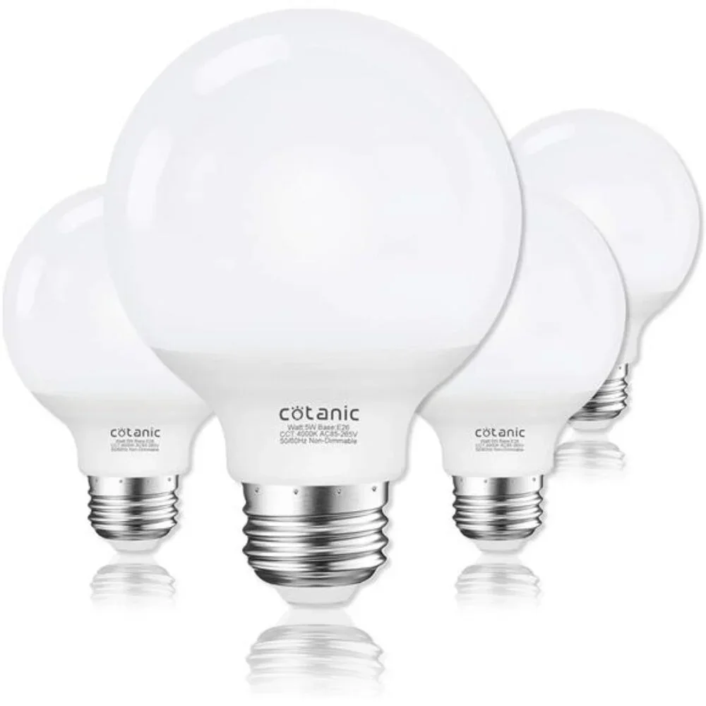 G25 LED Globe Light Bulbs, 5W Vanity Light Bulb (60W Equivalent),Daylight 4000K